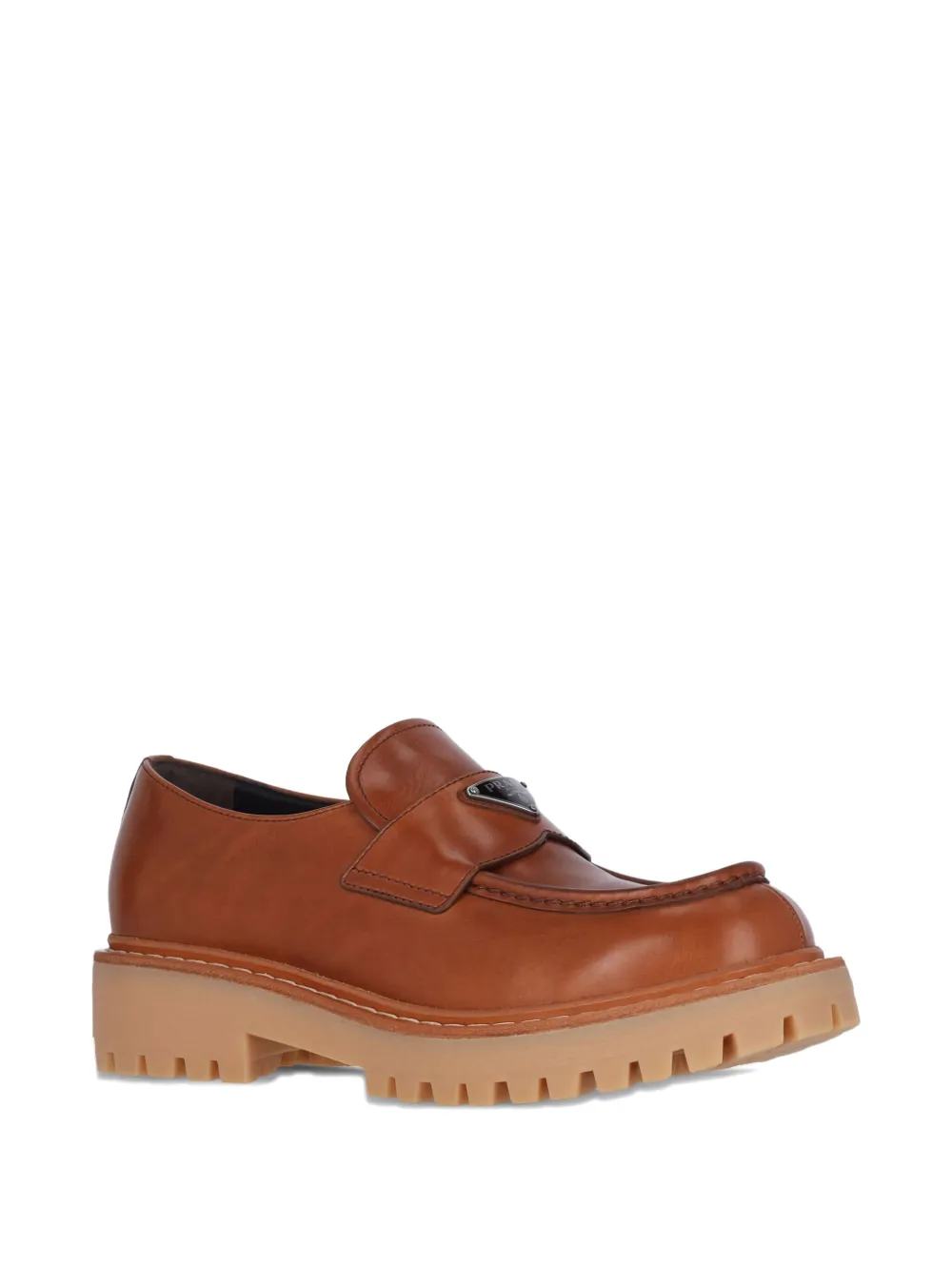 Prada Loafers met logoplakkaat en plateauzool - Bruin