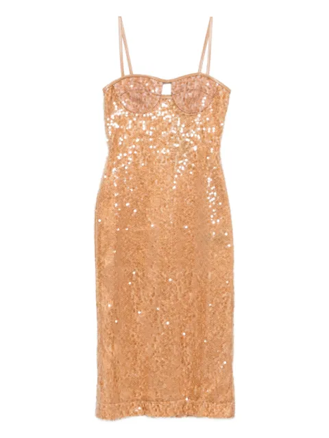 David Koma vestido midi bordado con lentejuelas