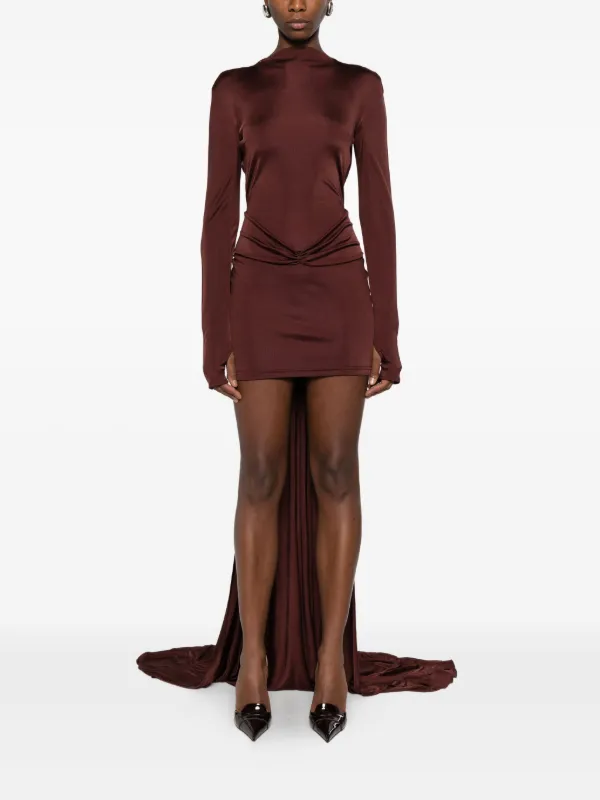 david koma burgundy dress LEATHER TRIMMED MINI SEQUIN DRESS  David Koma
