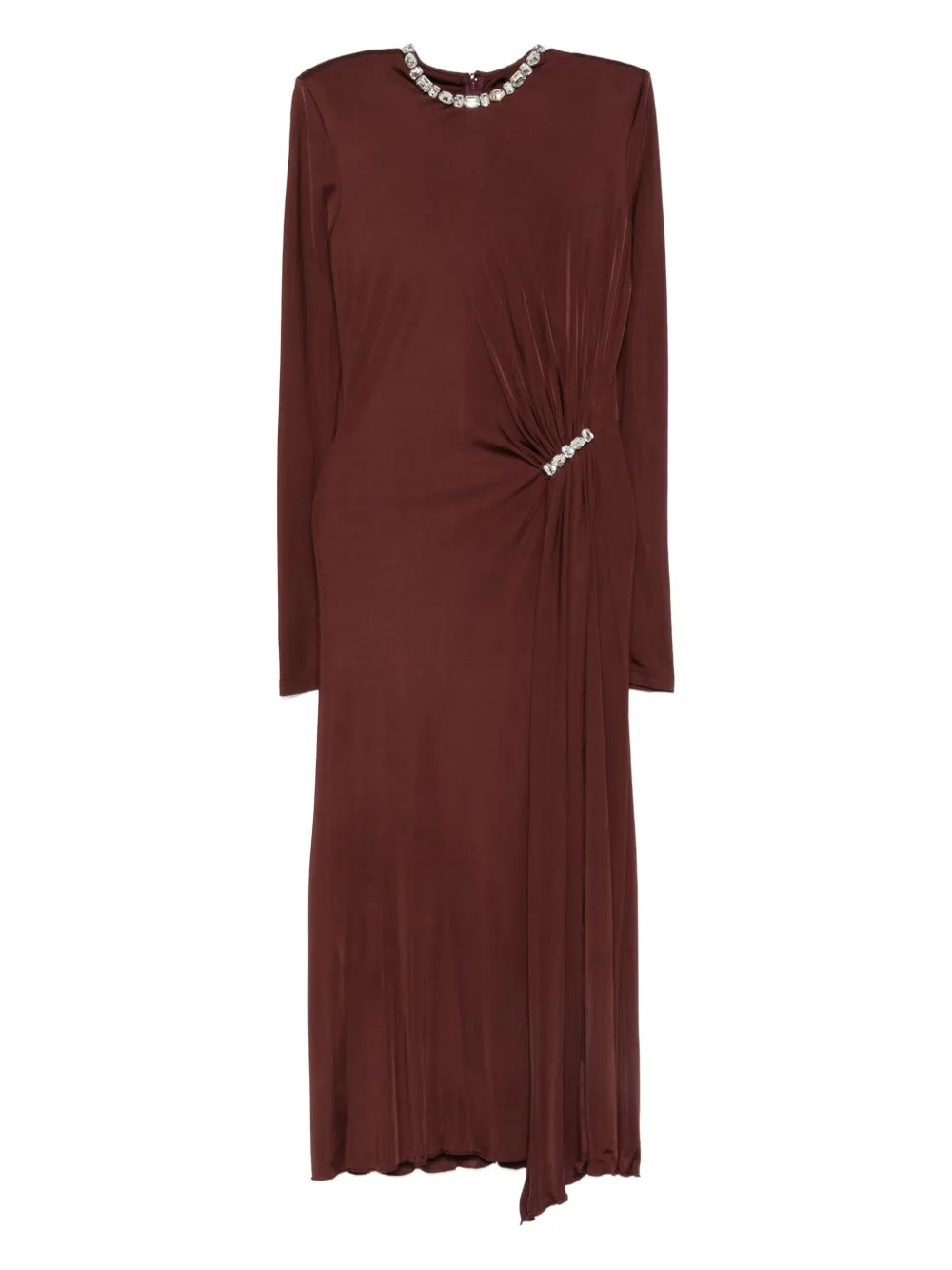 David Koma Crystal-embellished Draped Dress In Burgundy