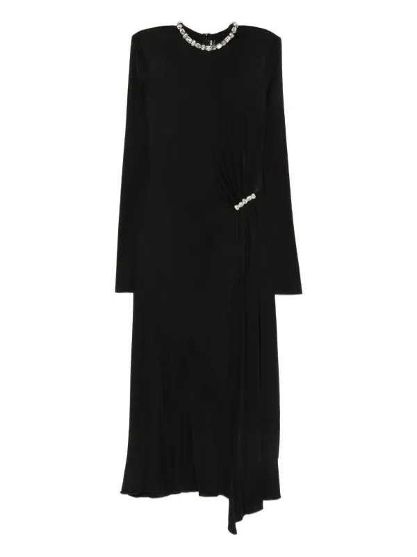 David Koma Crystal-embellished Draped Dress in Black