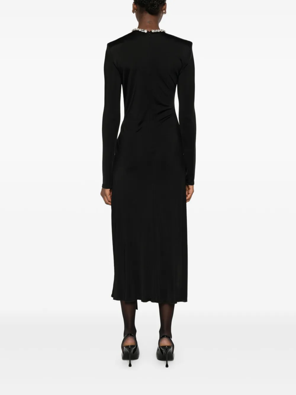 David Koma Gedrapeerde jurk verfraaid met kristallen Zwart