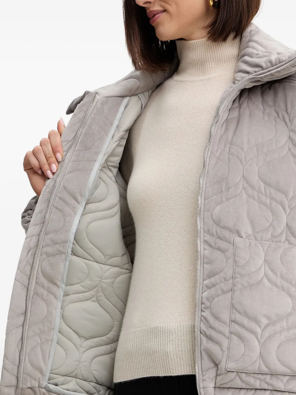 Charo Ruiz Brume Quilted Zip Jacket In Gray