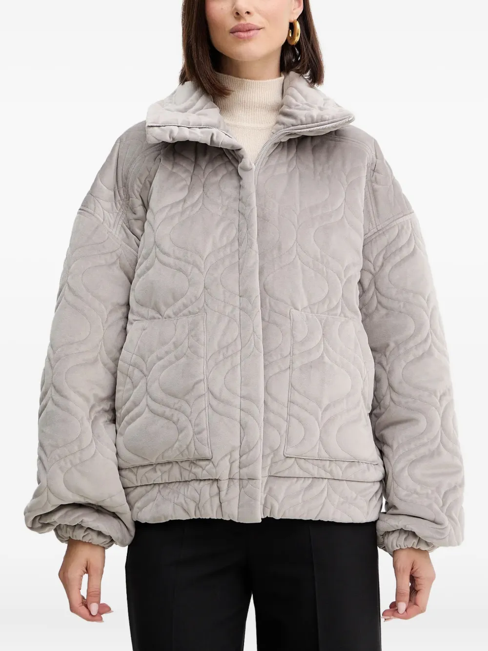 Charo Ruiz Brume Quilted Zip Jacket In Gray