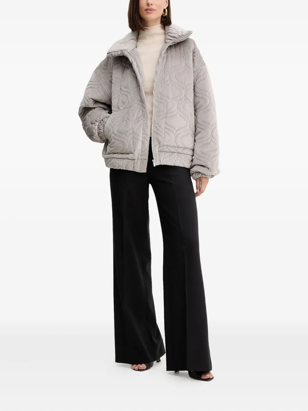 Charo Ruiz Brume Quilted Zip Jacket In Gray