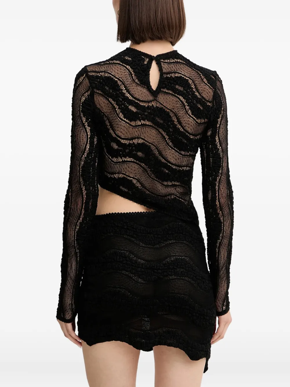 Cut-Out Asymmetrical Lace T-Shirt