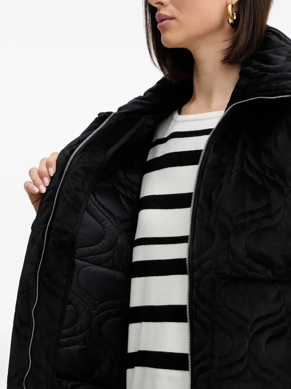Charo Ruiz Brume Quilted Zip Jacket In Black