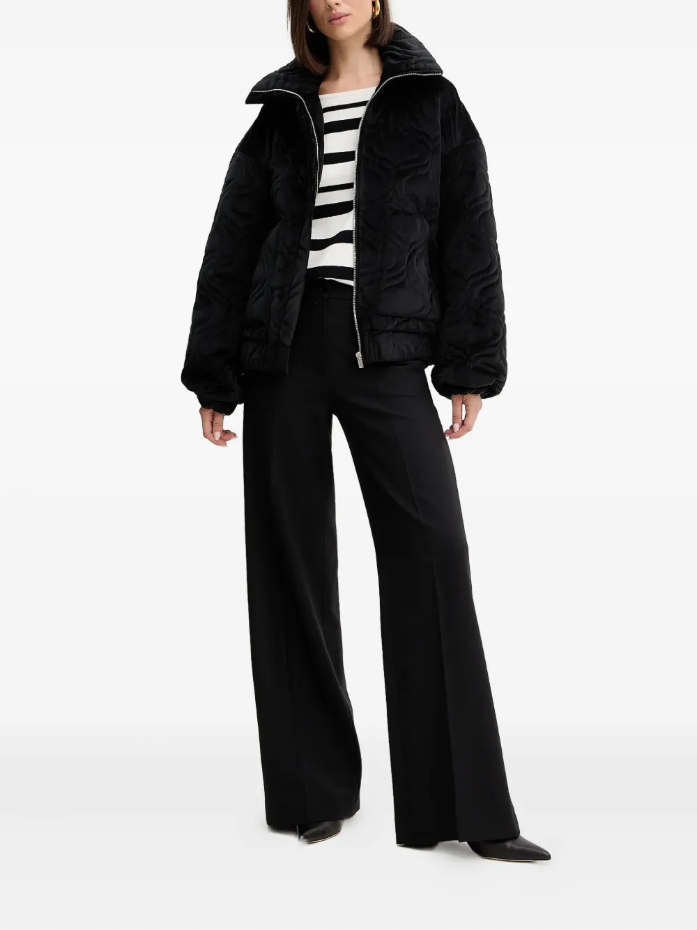 Charo Ruiz Brume Quilted Zip Jacket In Black