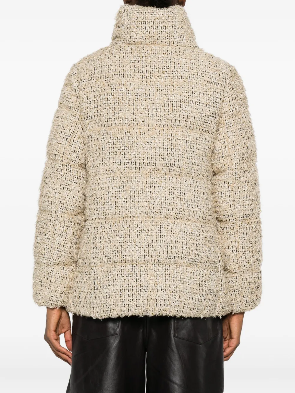 Moncler Cochevisse Lurex Boucle Puffer Jacket In Neutral