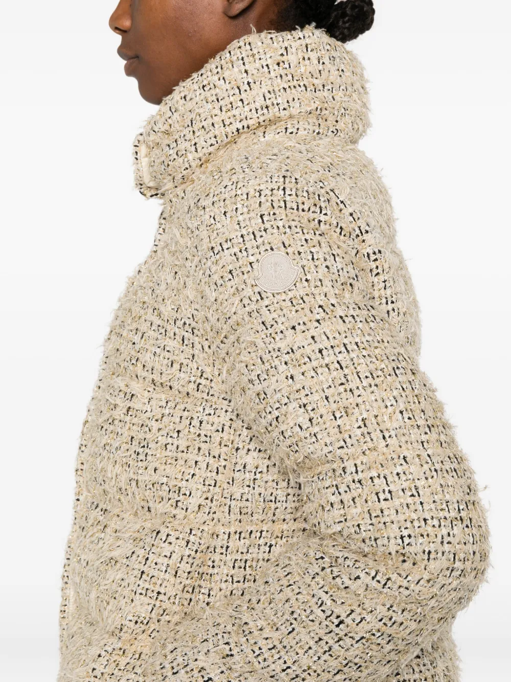 Moncler Cochevisse Lurex Boucle Puffer Jacket In Neutral