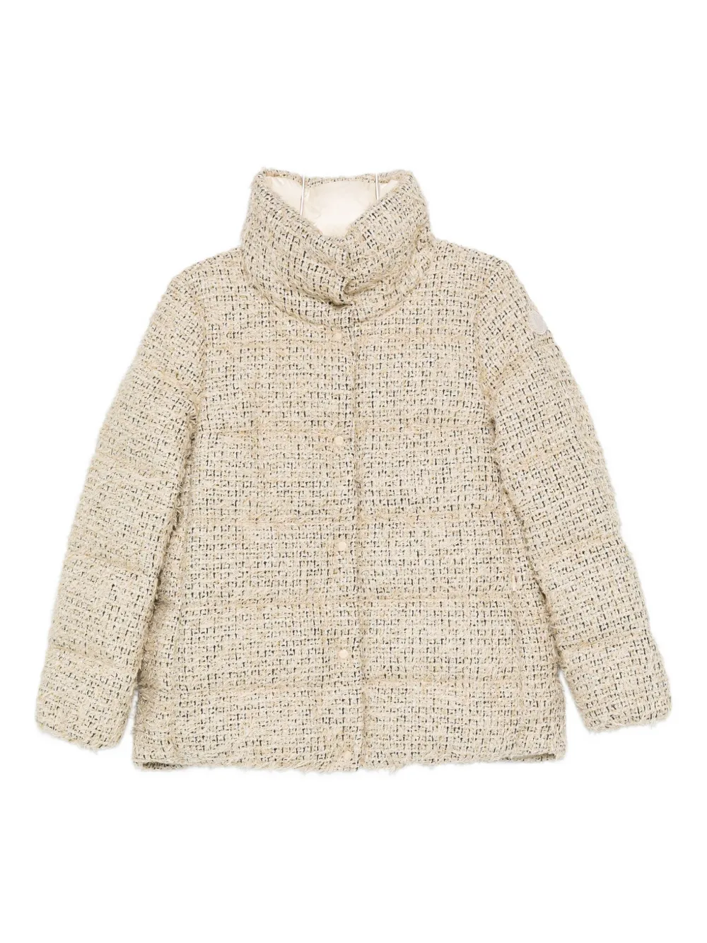 Moncler Cochevisse Lurex Boucle Puffer Jacket In Neutral