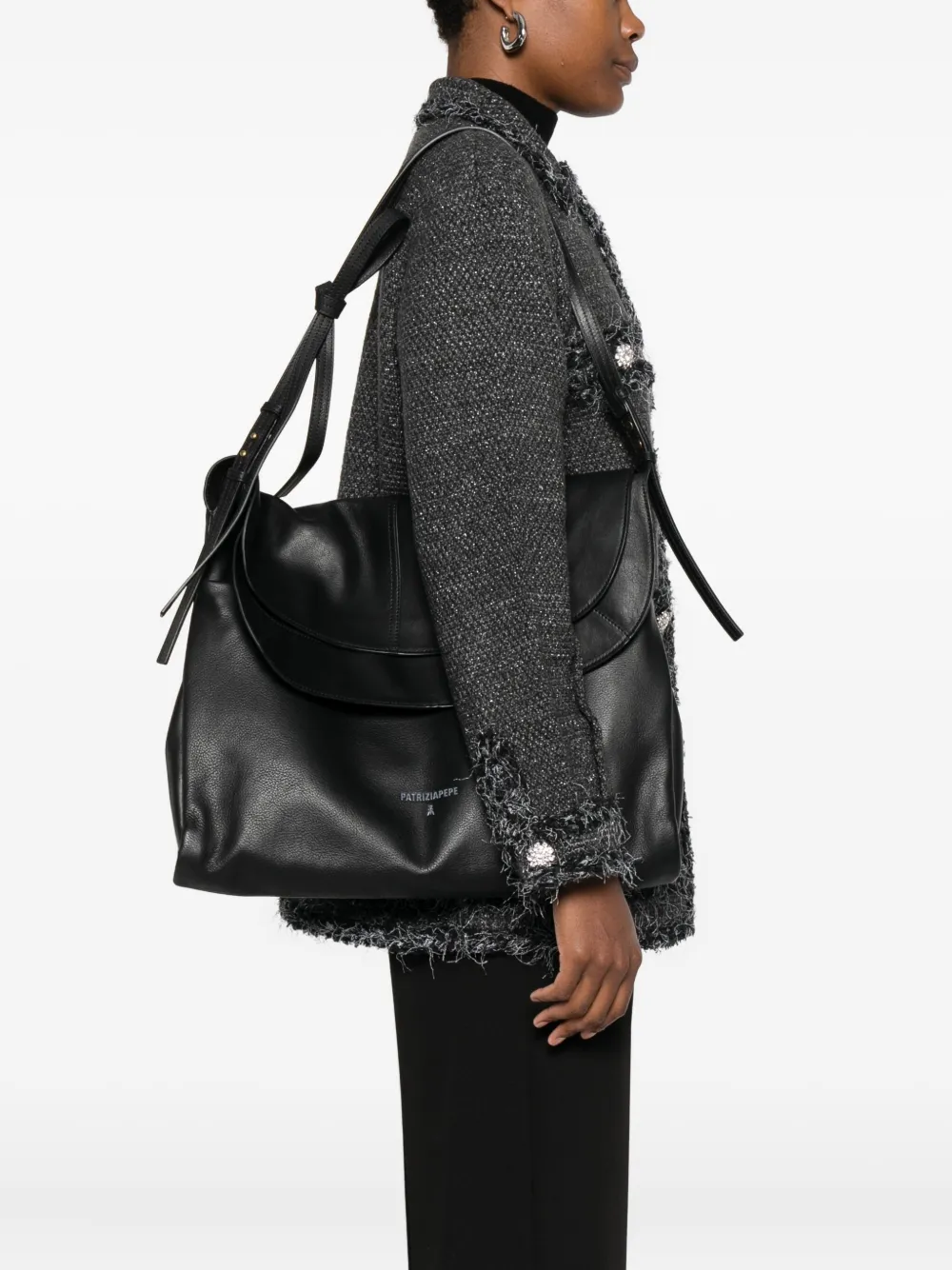Patrizia Pepe flap-closure leather shoulder bag - Zwart