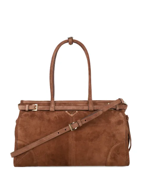 Prada medium Bonnie buckle-fastening suede tote bag