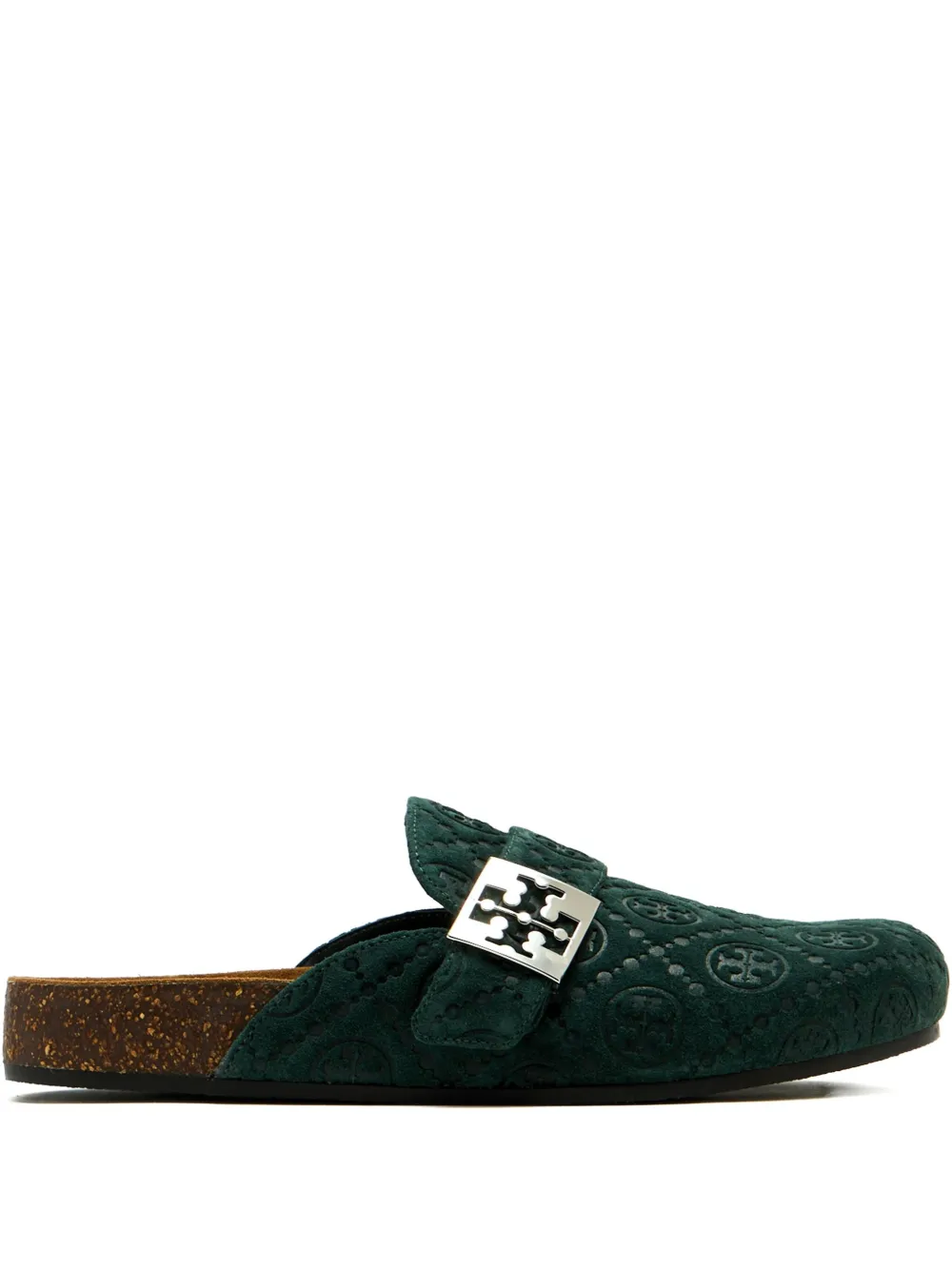 Tory Burch logo-buckle flat mules Green