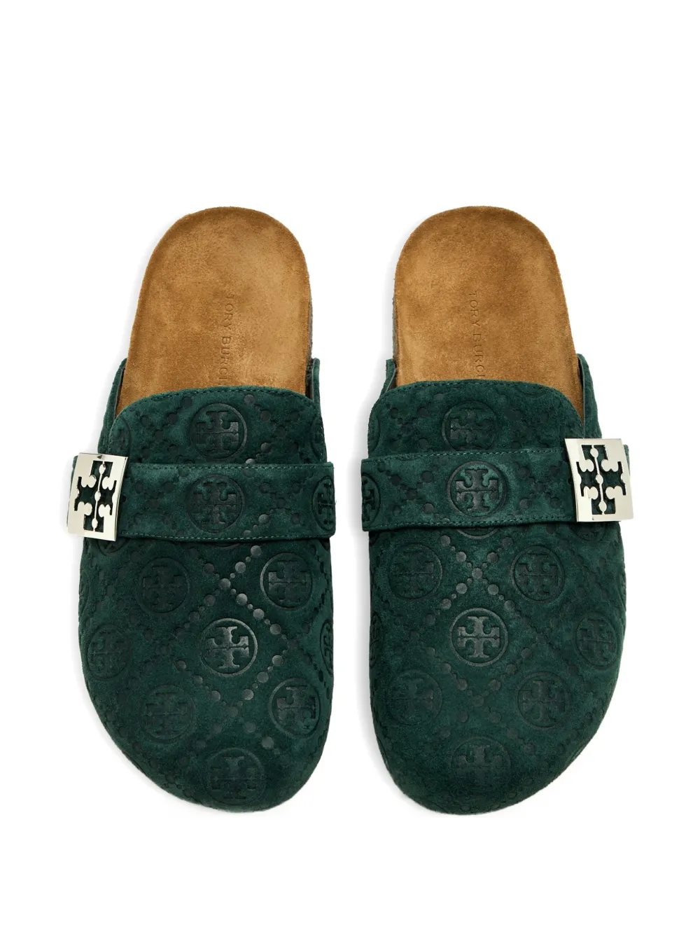 Tory Burch logo-buckle flat mules Green