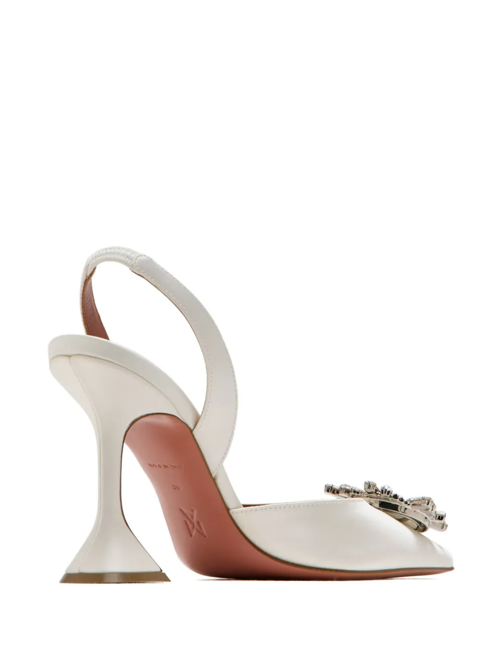 Amina Muaddi 95 mm slingback pumps verfraaid met kristallen Wit