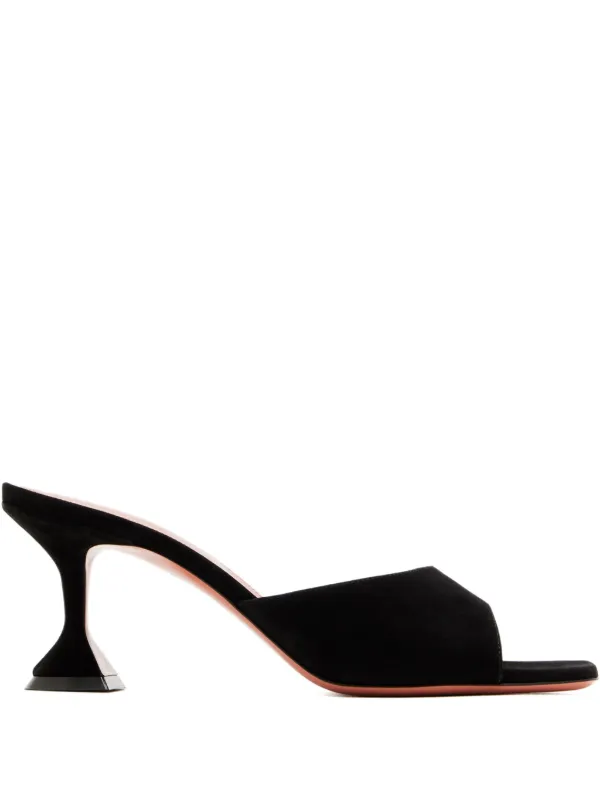 Amina Muaddi Flared-heel Suede Mules in Black