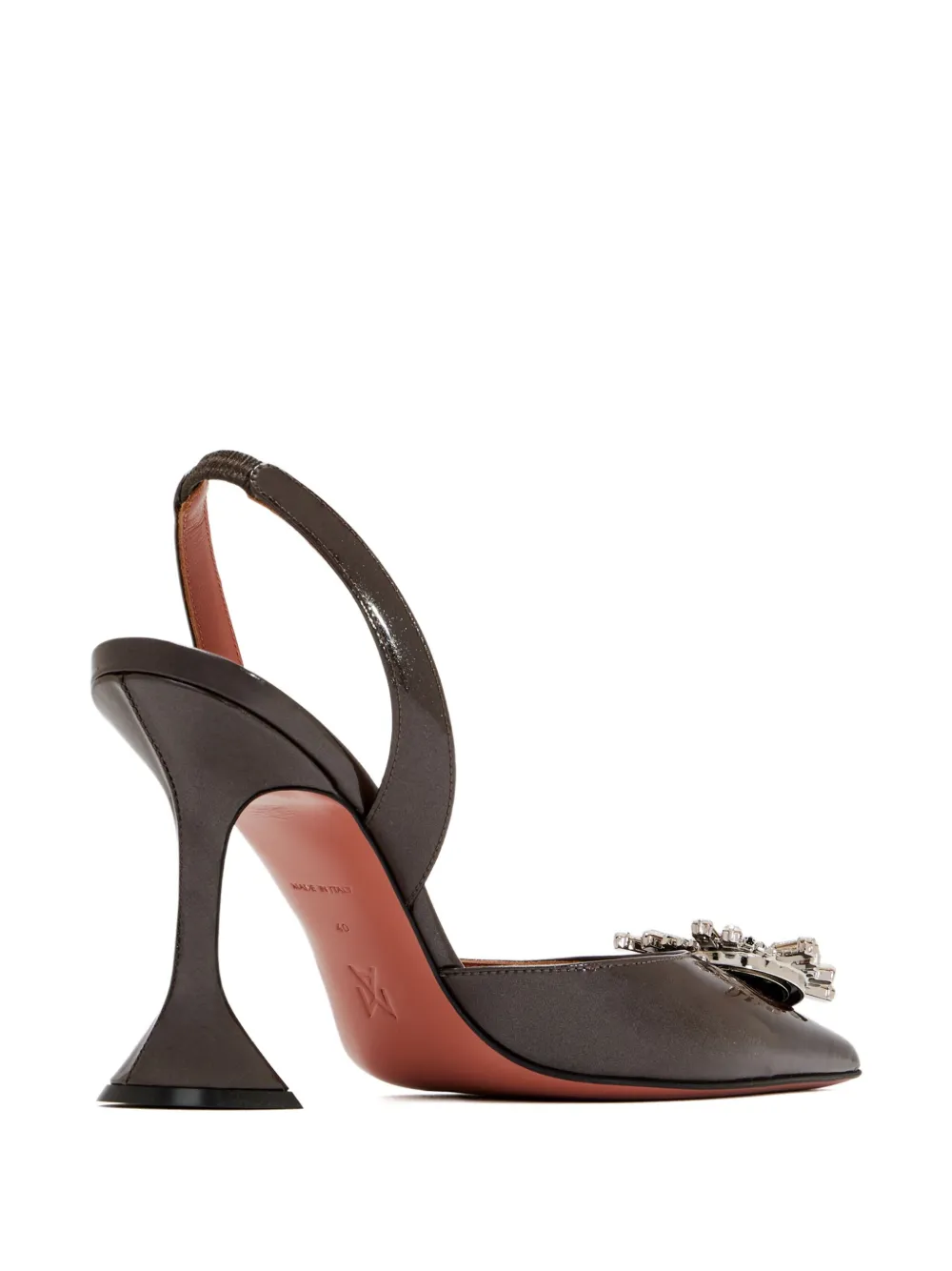 Amina Muaddi 95mm crystal-embellished slingback pumps Brown