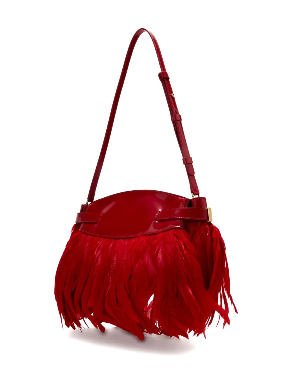Ferragamo Hug Soft Feather-trim Crossbody Bag In Red