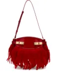 Ferragamo Hug Soft feather-trim crossbody bag - Red