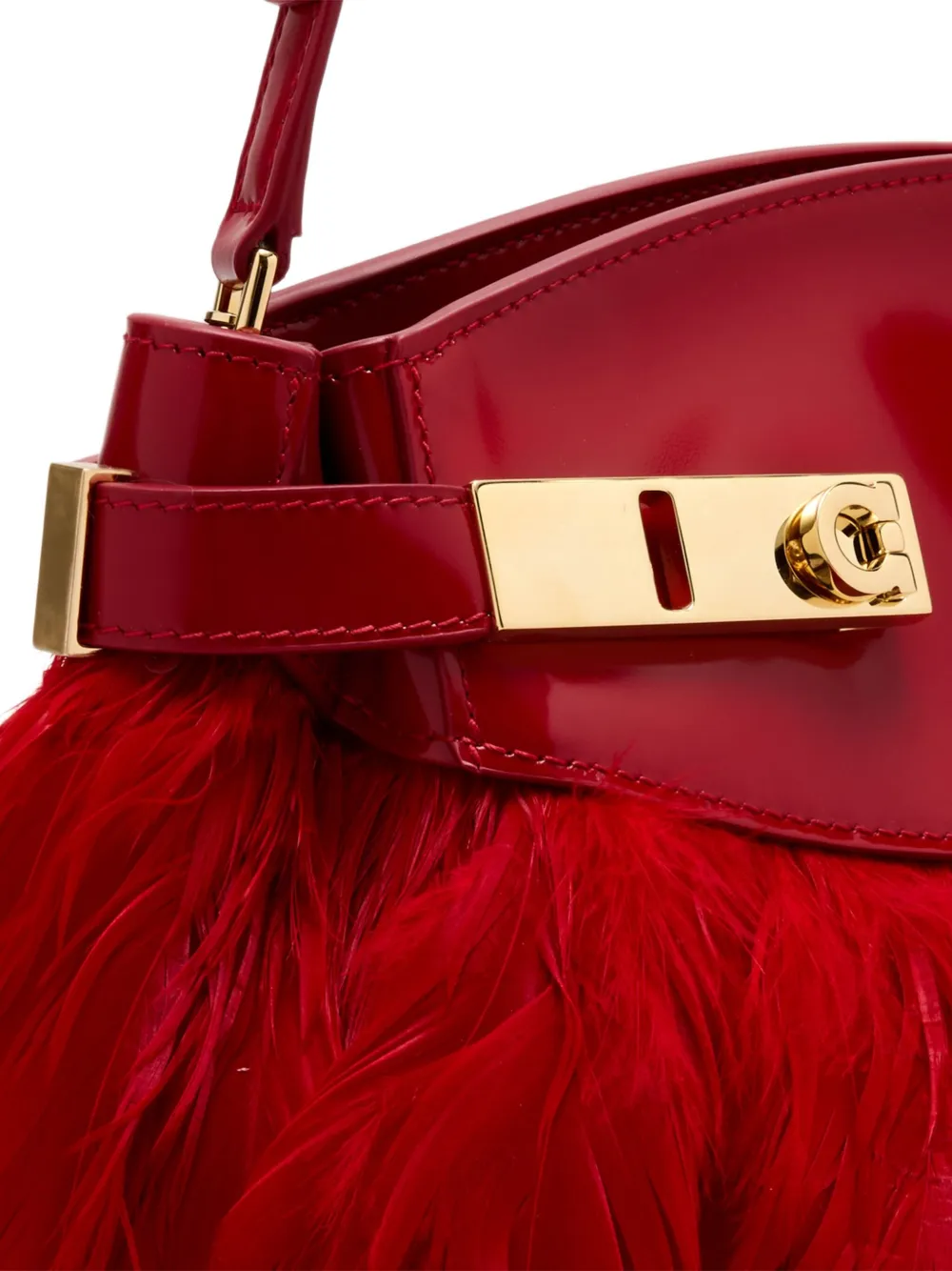 Ferragamo Hug Soft Feather-trim Crossbody Bag In Red