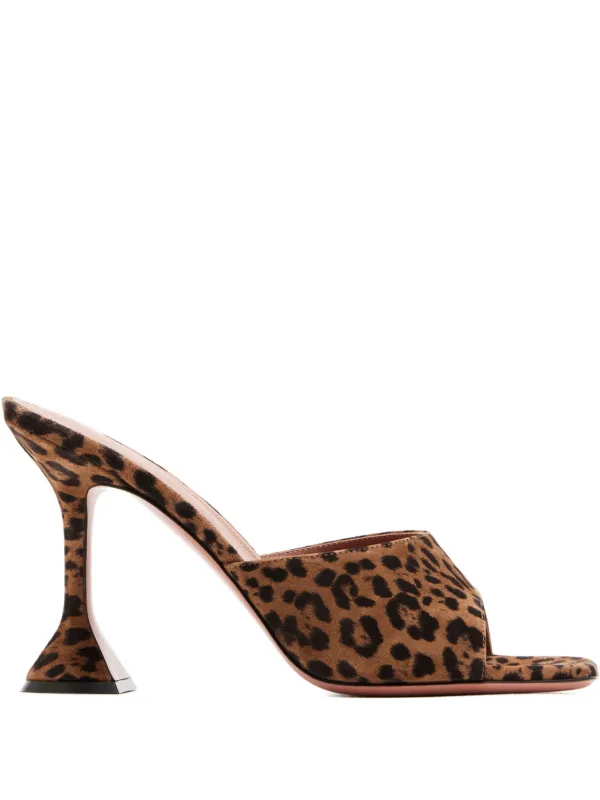 Amina Muaddi 95mm Leopard-print Heeled Sandals in Brown