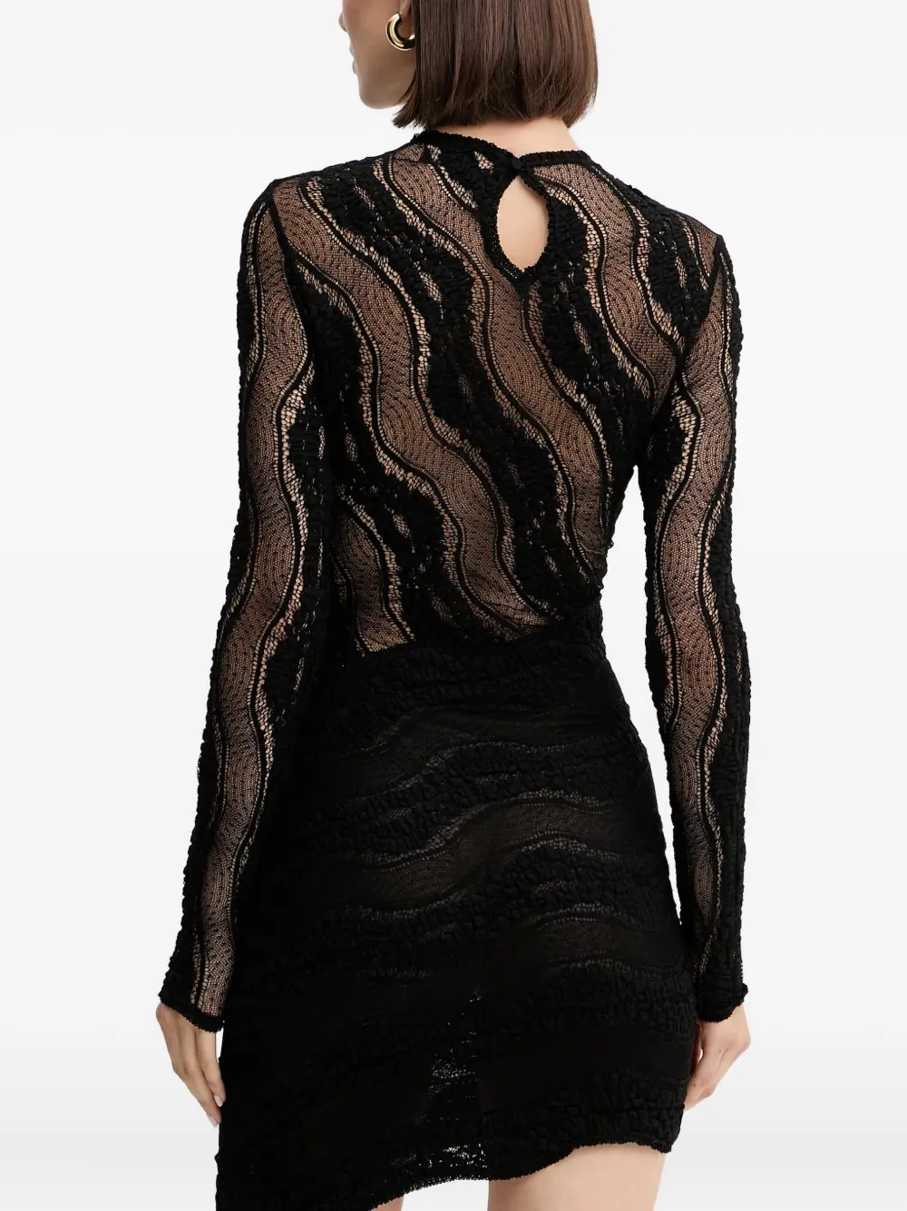 Charo Ruiz Long-sleeve Asymmetrical Dress In Black