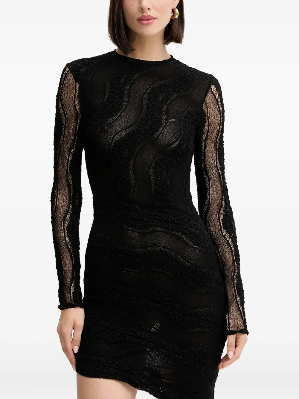 Charo Ruiz Long-sleeve Asymmetrical Dress In Black