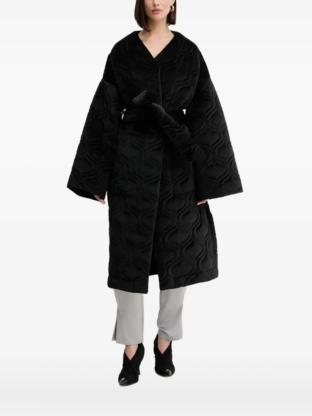 Charo Ruiz Belted Coat In Black