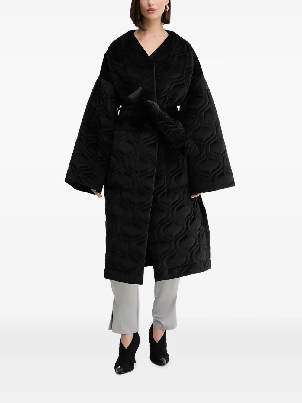 Charo Ruiz Ibiza belted coat - Black