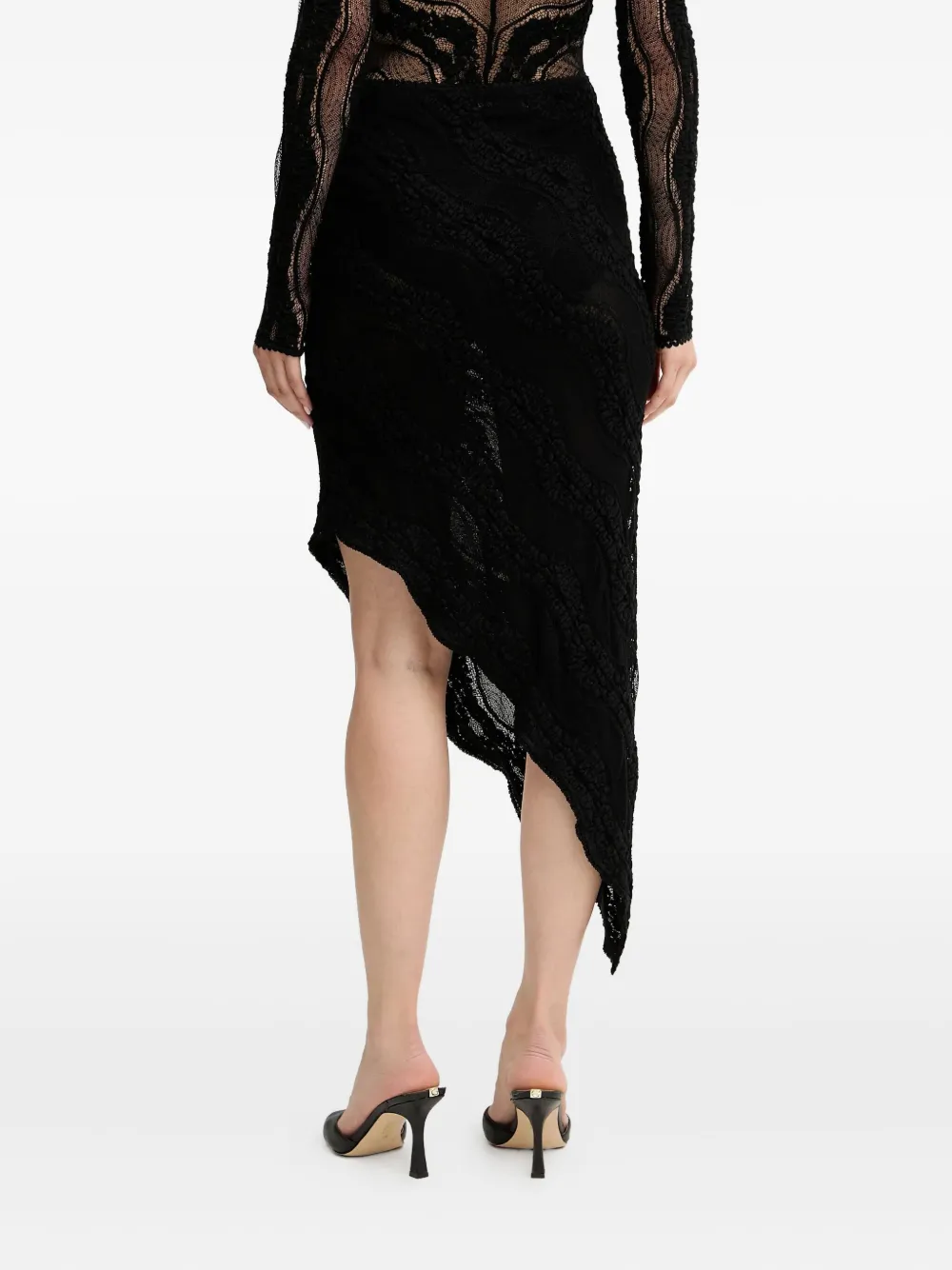 Charo Ruiz Ibiza Asymmetrische rok met kant Zwart