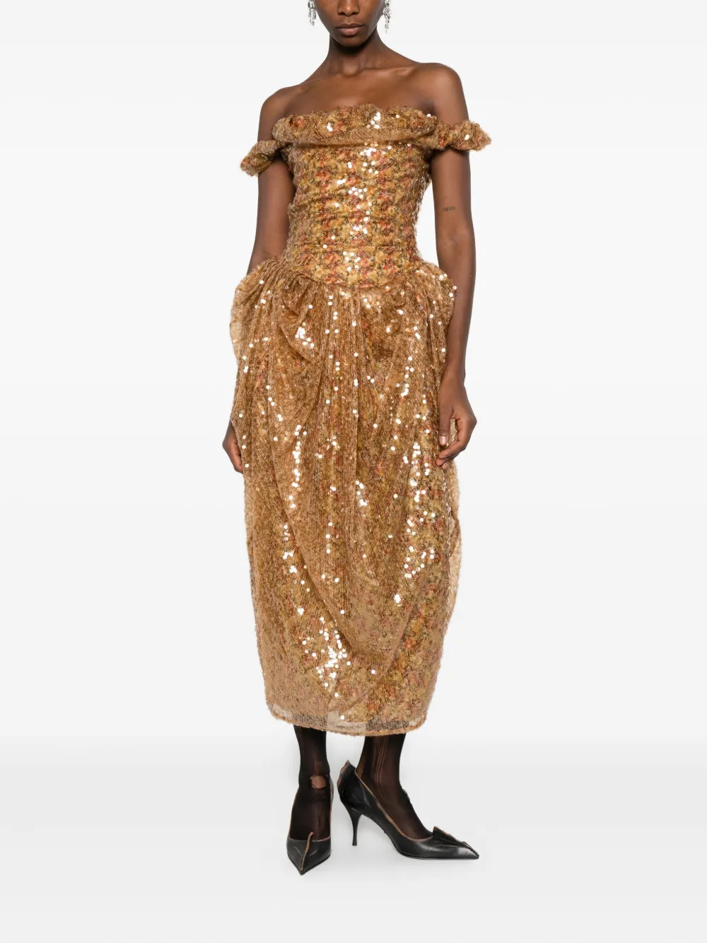 Vivienne Westwood Jurk verfraaid met pailletten - Goud