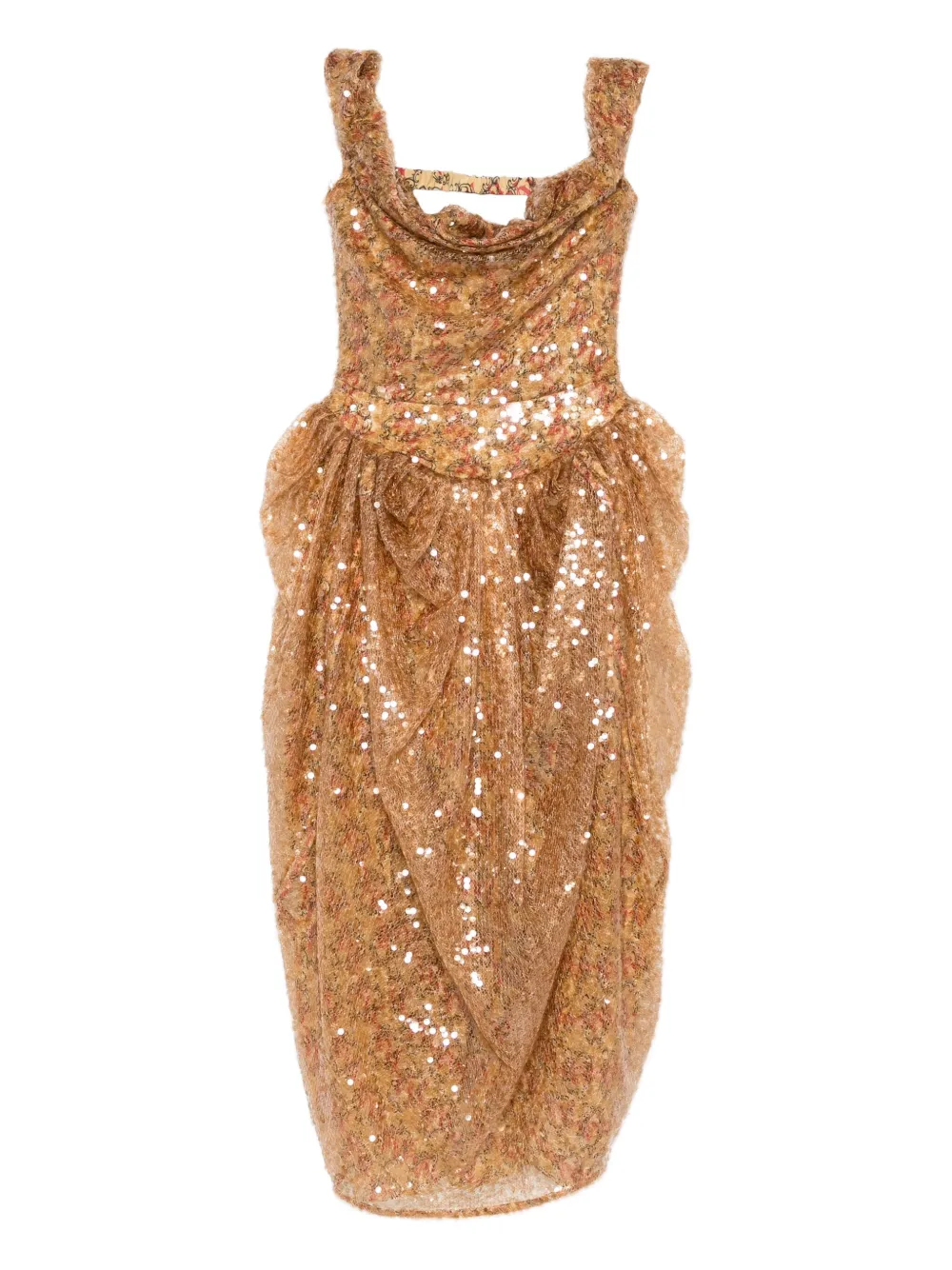 Vivienne Westwood Sequin-embellished Draped Dress In Gold