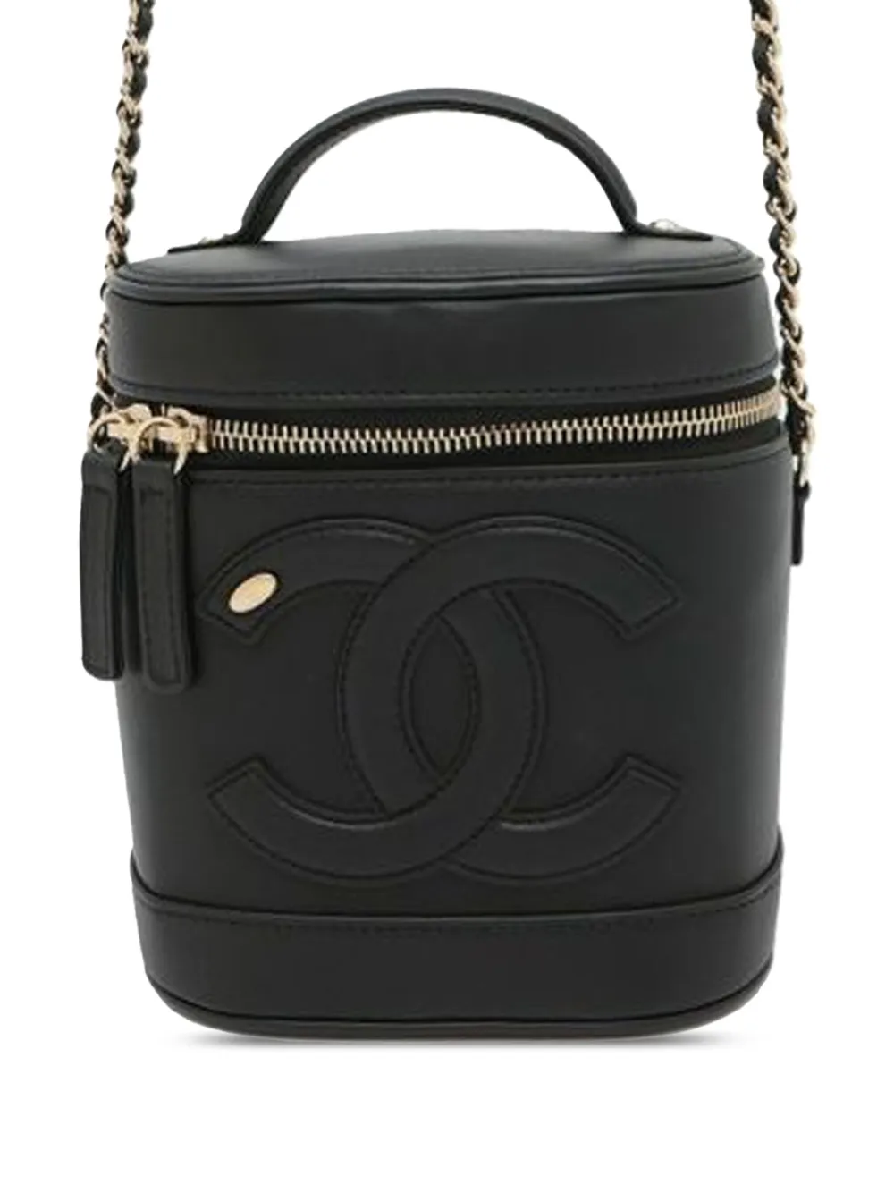 CHANEL Pre-Owned 2019 ラムスキン ココマーク マニアケース バニティバッグ - ブラック CHANEL Pre-Owned 2019 ラムスキン ココマーク マニアケース バニティバッグ - ブラック