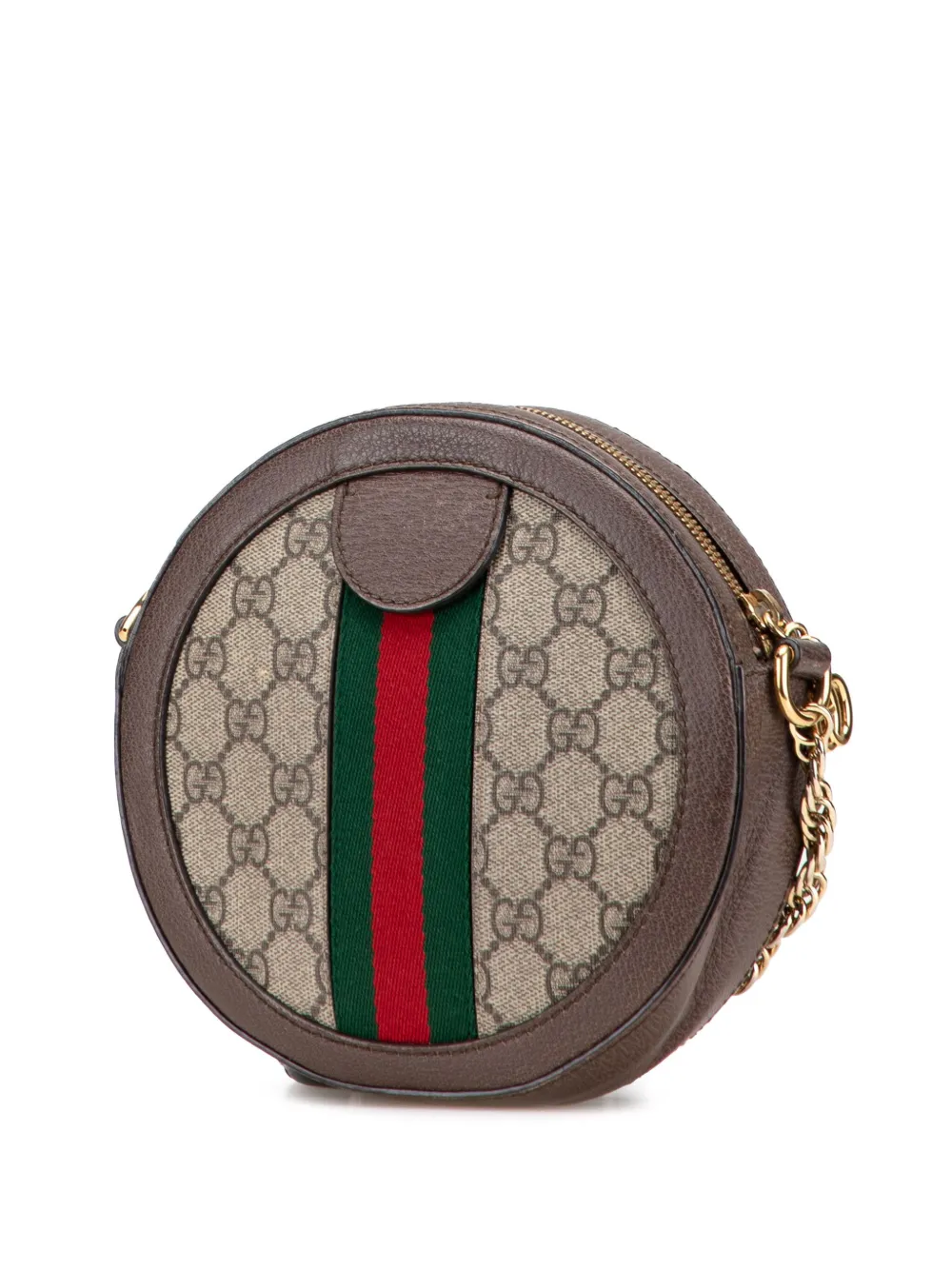 Pre-owned Gucci 2016-2025 Mini Gg Supreme Round Ophidia Crossbody Bag In Brown