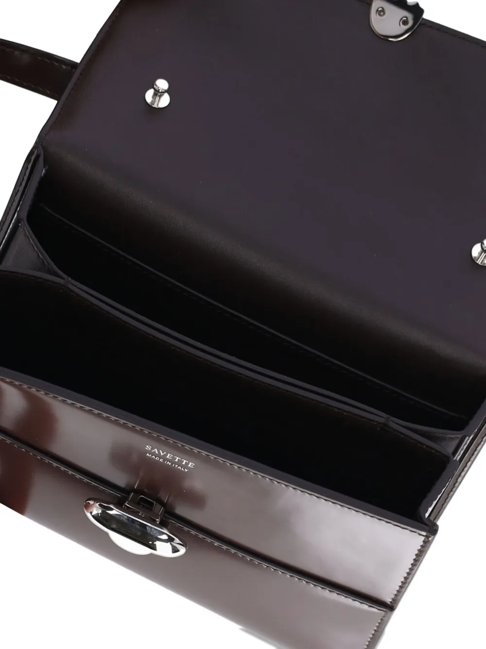 Savette Crossbody Bag In Dark Brown Hammered Leather In Brown