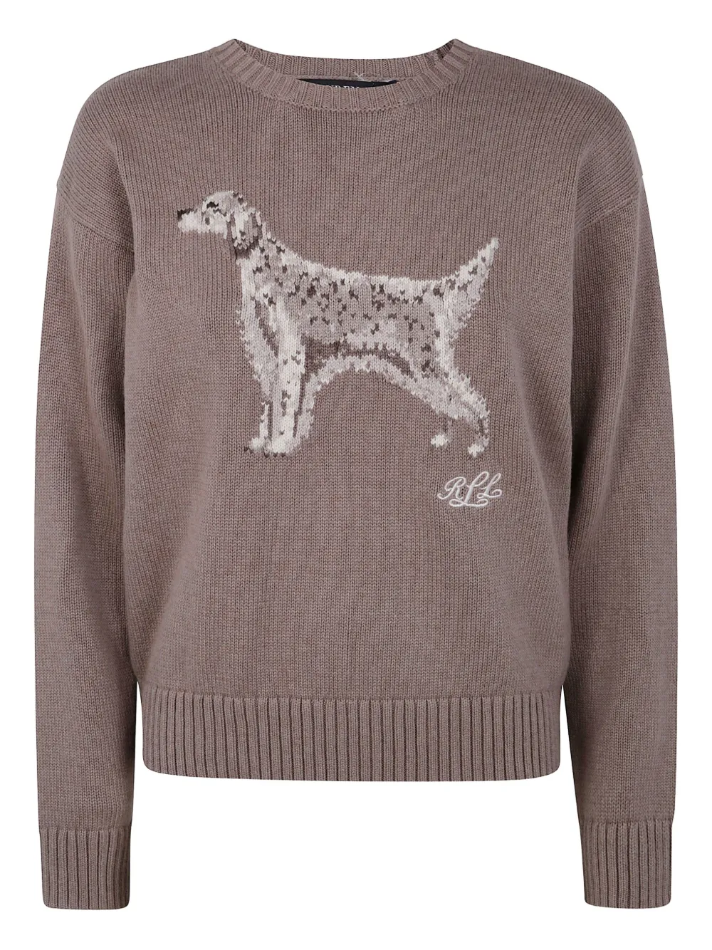 Lauren Ralph Lauren dog-embroidered crew-neck jumper | Brown | Image 1