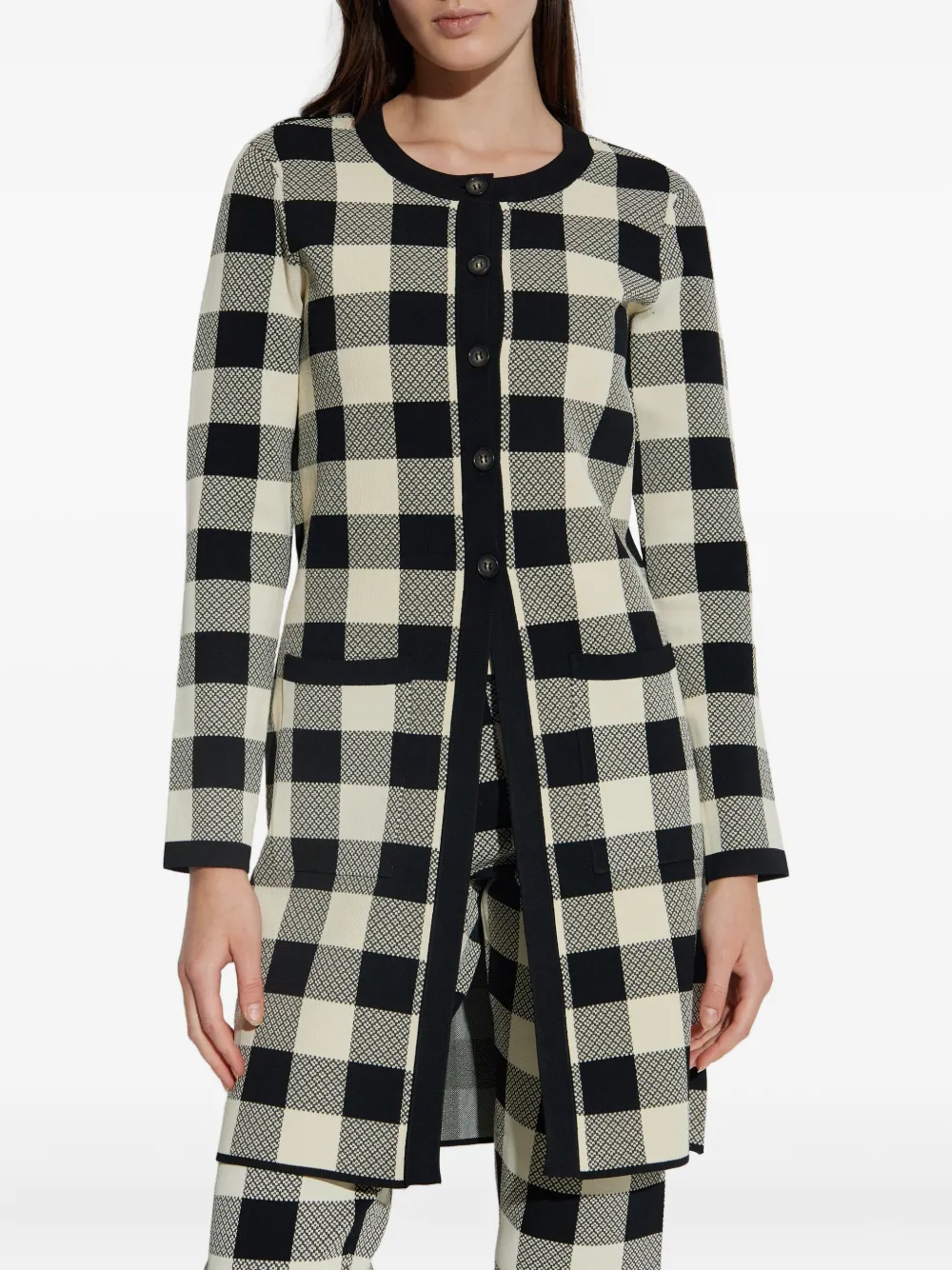 Posse Gingham Check Button Cardigan In Multi