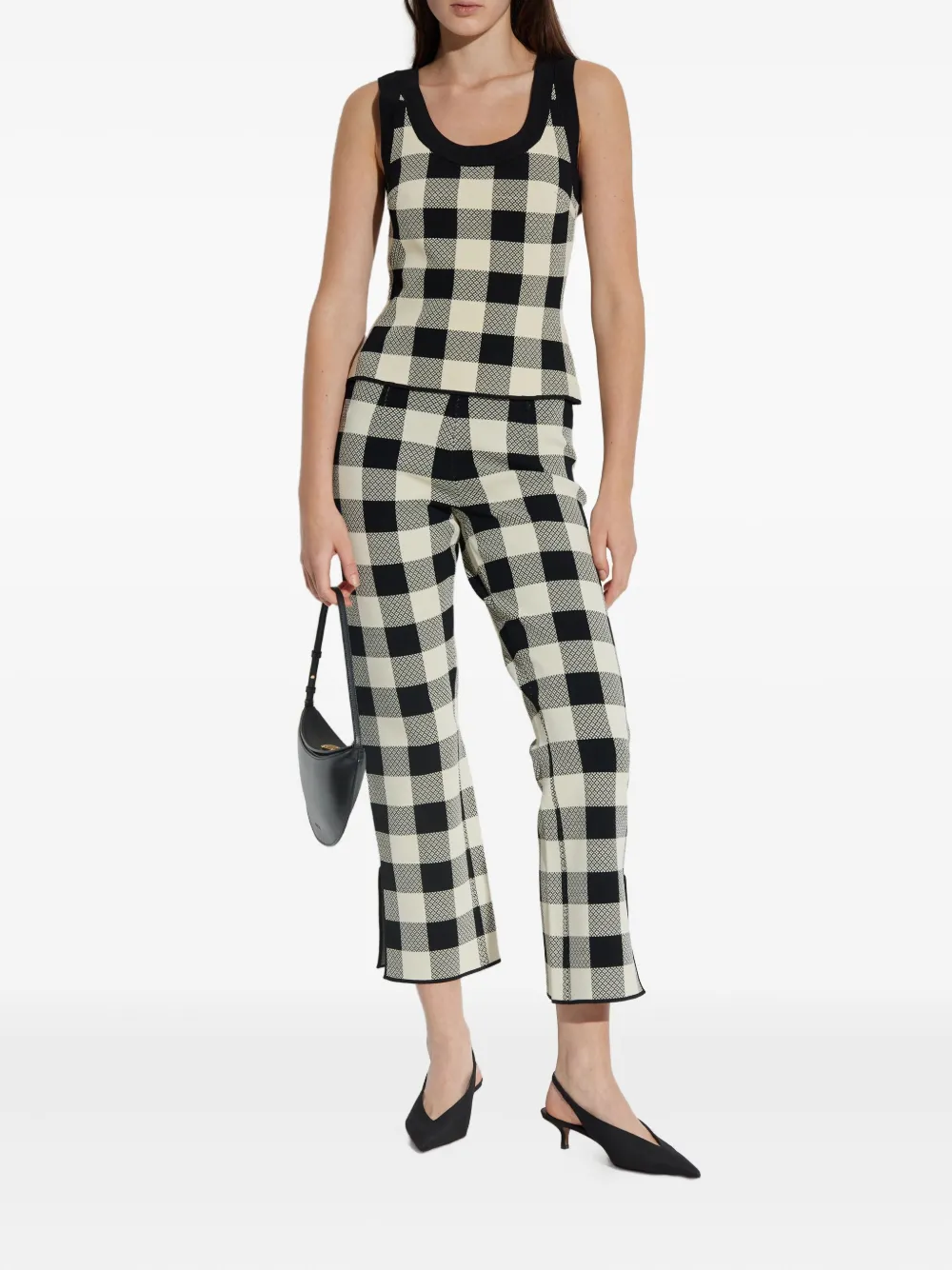 Posse gingham-check cropped trousers - Wit