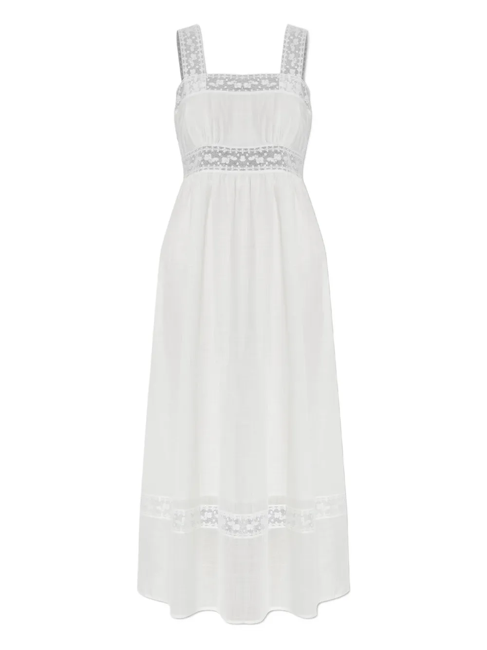Posse Lace-insert Midi Dress In White