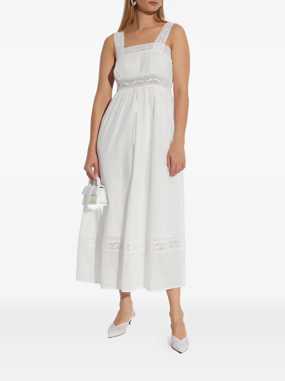 Posse Lace-insert Midi Dress In White