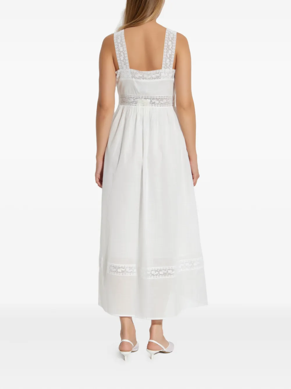 Posse Lace-insert Midi Dress In White