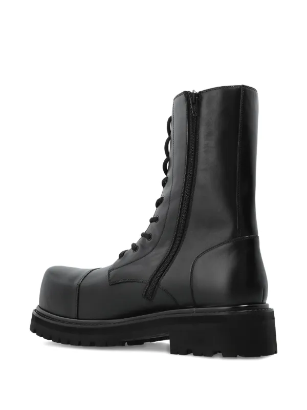 VETEMENTS Stomp Leather Combat Boots | Black | FARFETCH CA