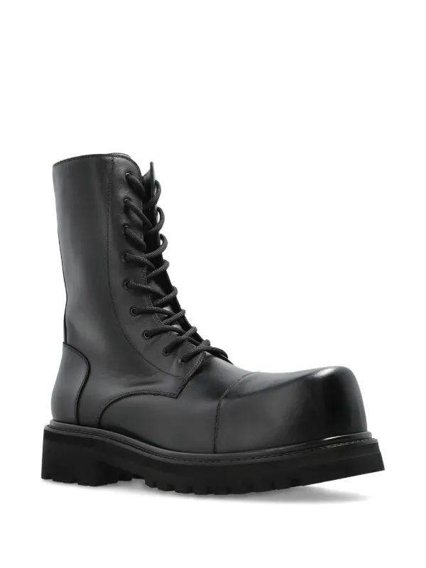 VETEMENTS Stomp レザーコンバットブーツ | ブラック | FARFETCH JP