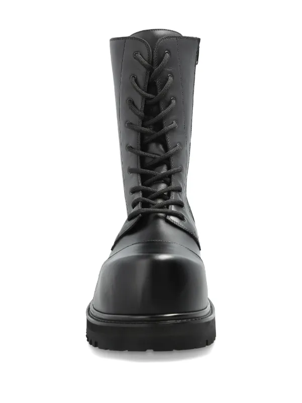 VETEMENTS Stomp Leather Combat Boots | Black | FARFETCH CA