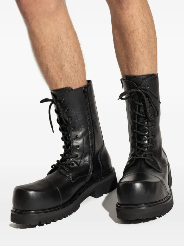 VETEMENTS Stomp Leather Combat Boots | Black | FARFETCH