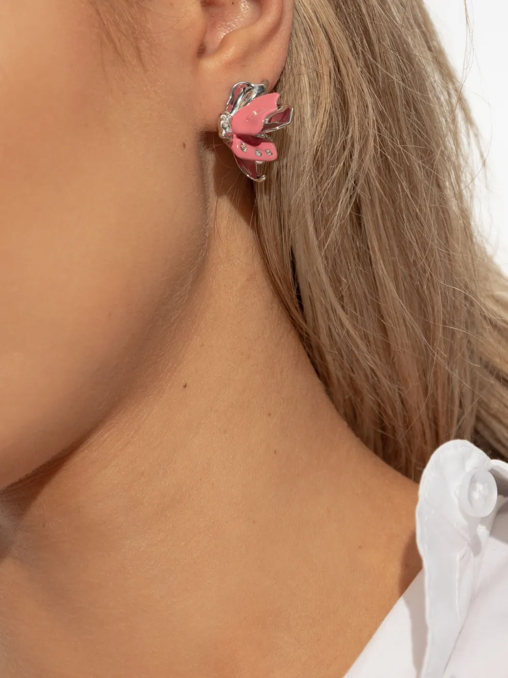 Marni flower-motif crystal-embellished earrings - Zilver