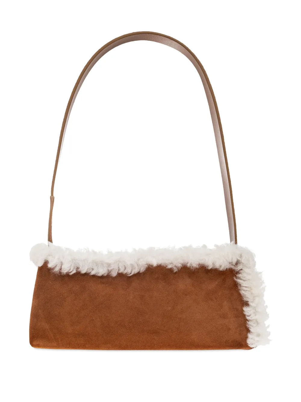 Marni Shearling Baguette Museum Bag In Brown