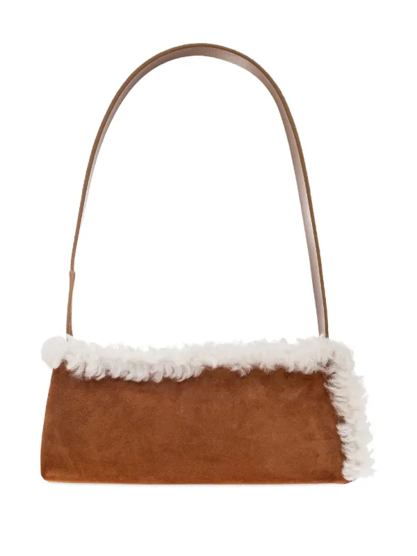 M10 MARNI マルニ がま口 ムートン/スエード/レザ― チェーンショルダーバッグ ホワイト/ブラウン/ブラック MARNI - M10 MARNI マルニ がま口 ムートン/スエード/レザ― チェーン