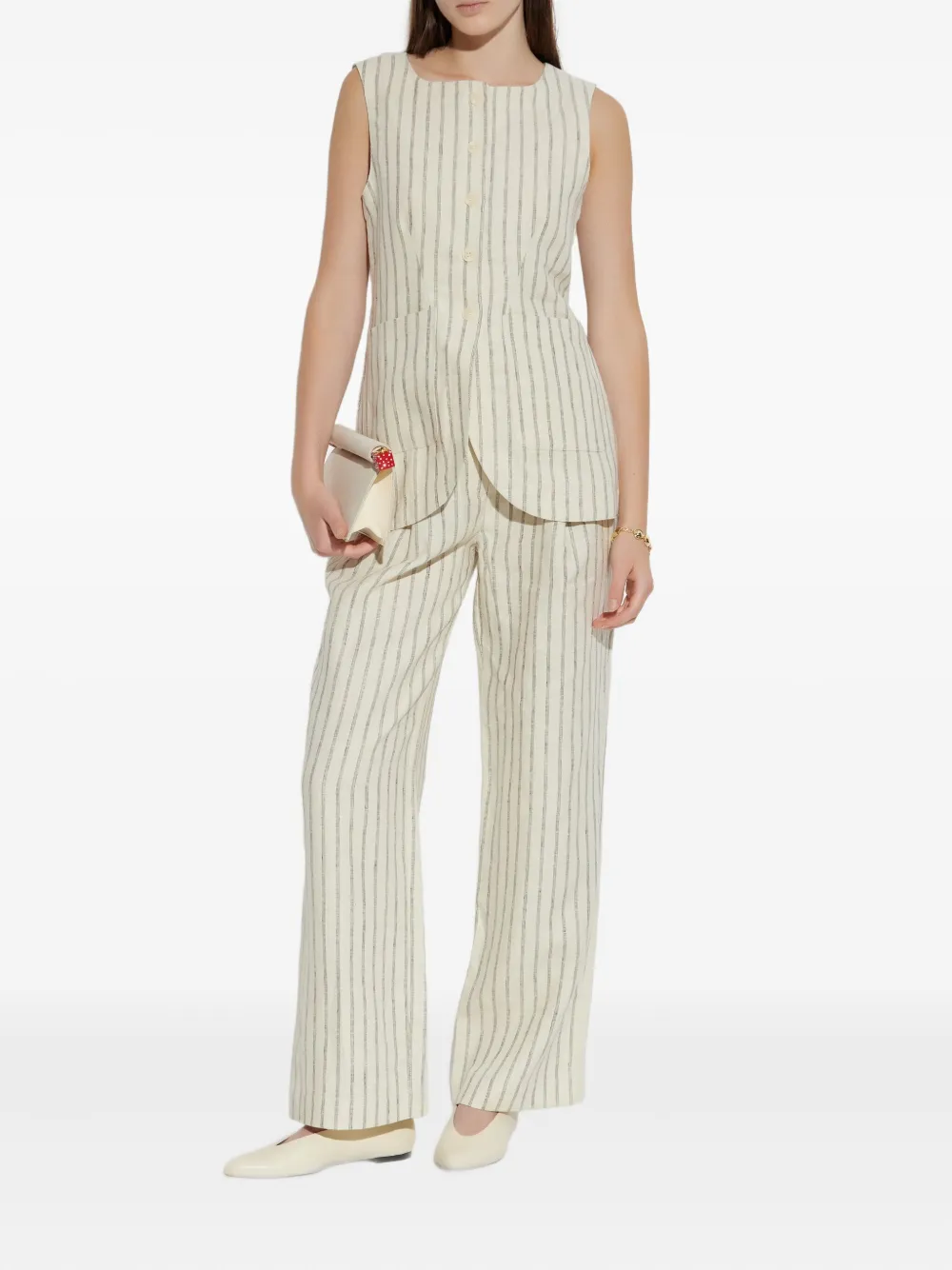 Posse pinstripe pleated trousers - Beige